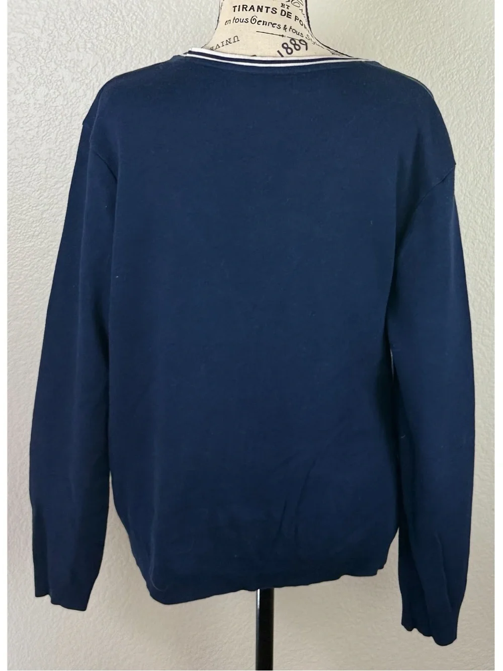 Lauren Ralph Lauren Navy V-Neck Cardigan Sweater Nautical Preppy Large